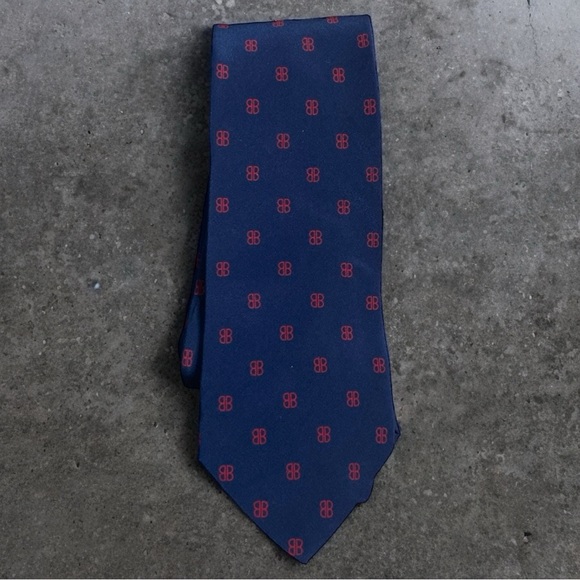 Balenciaga Logo Tie Rare Pure Silk Italy - Picture 1 of 4